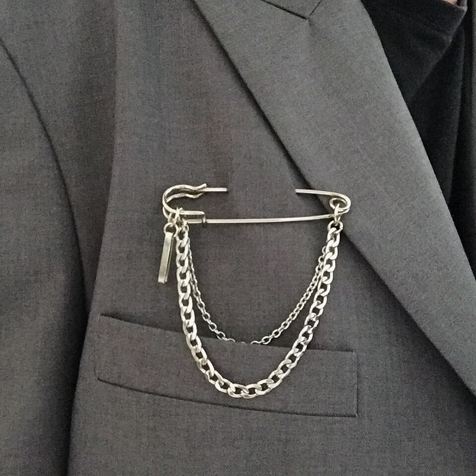 Street Fashion In Korea - Punk Pendant Double Pin Clip Chain