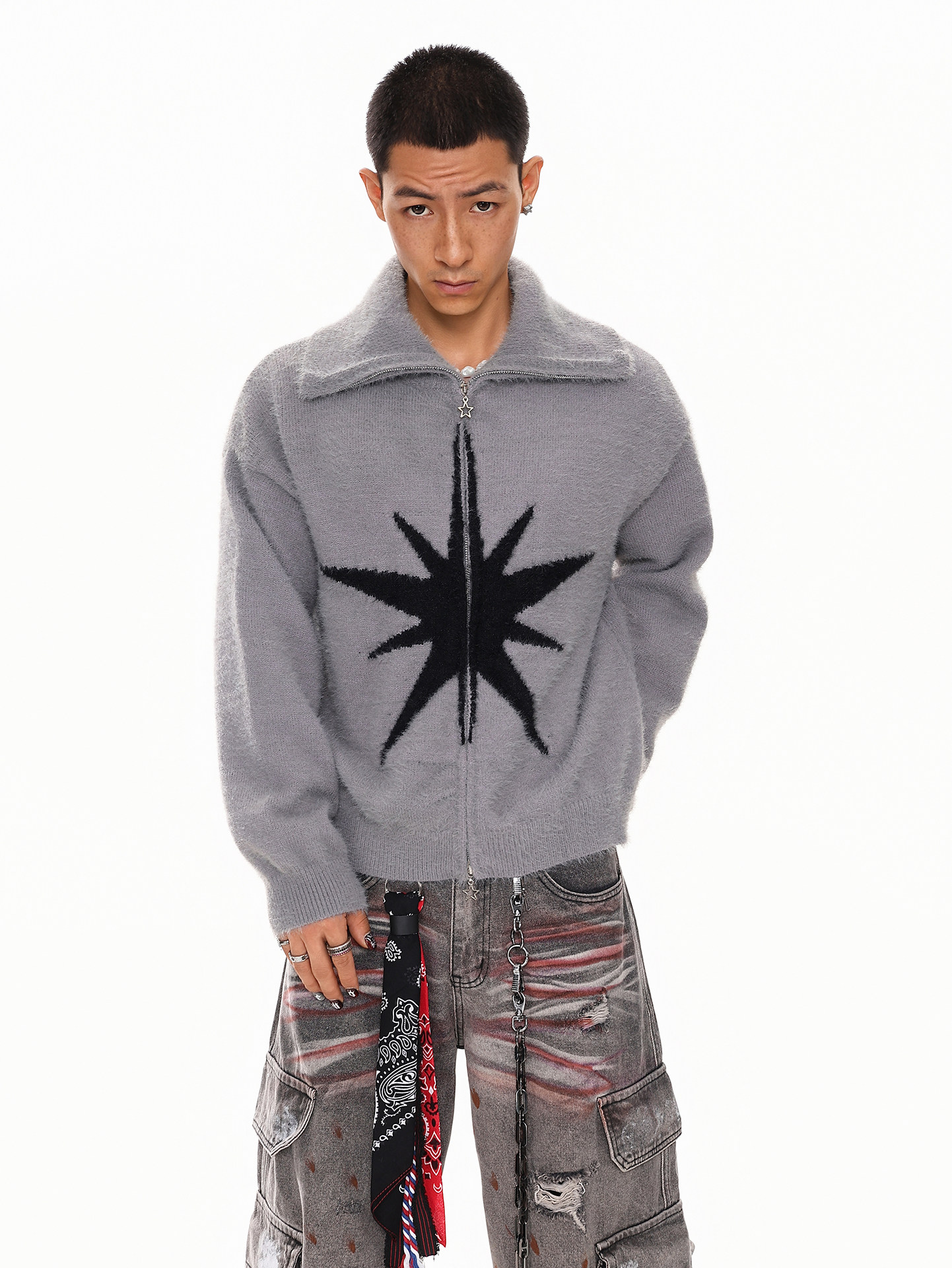 Street Fashion Logo Design - Fur Collar Pullovers Cotton Mens Embroidered