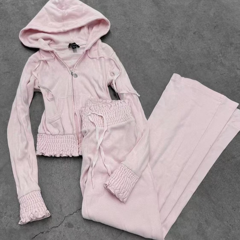 Street Fashion In Korea - Vintage Sweatshirt 2-Piece Set Y2k Goth