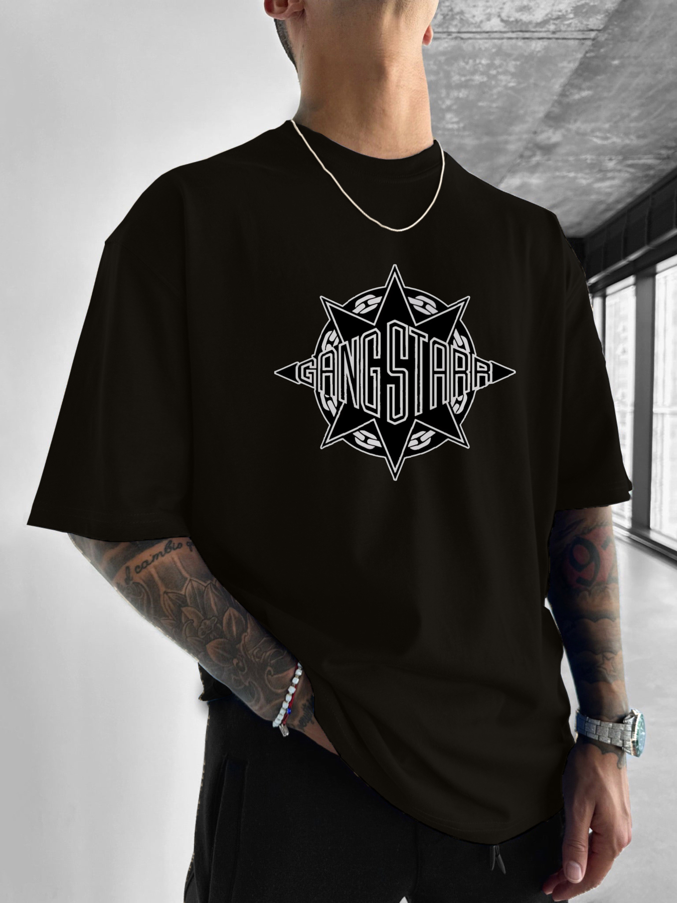 Gang Starr Logo Print T-Shirt  – обзор и цена Street Fashion Logo Design