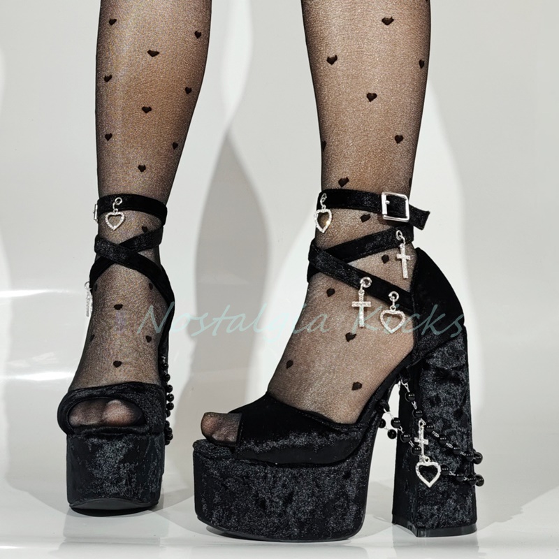 Gothic Black Velvet Platform H – обзор и цена Street Fashion Punk