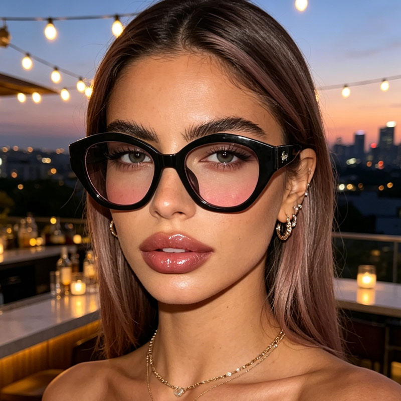 1Pc Niche Black Frame Pink Gra – обзор и цена Street Fashion Pose
