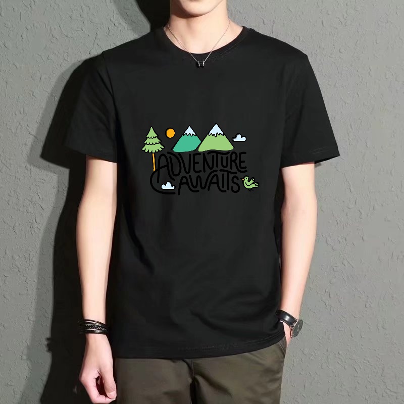 Men's Black Round-Neck Short-S – обзор и цена Street Fashion Theme
