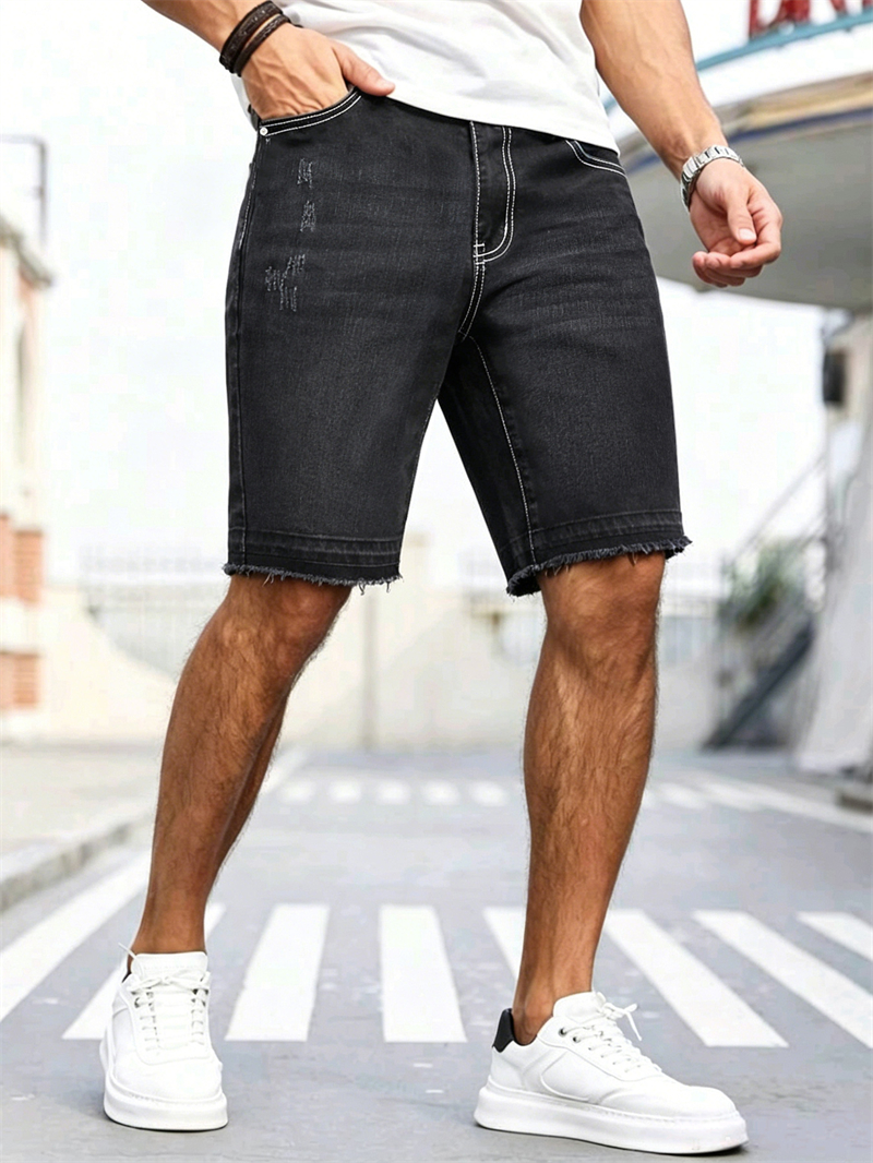 Men's Stretch Black Jorts Stre – обзор и цена Street Fashion In Korea