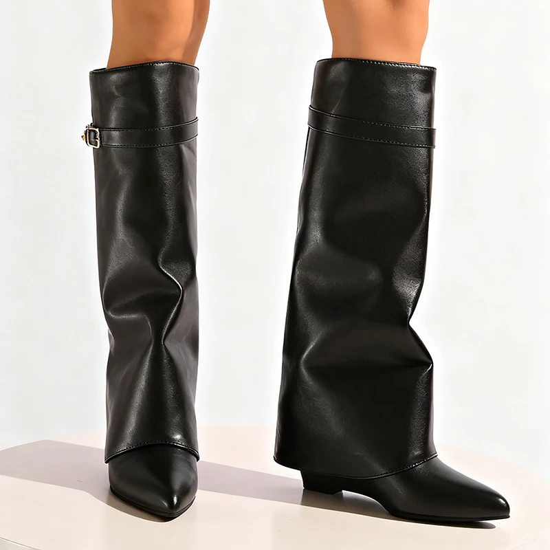 Black Pu Leather Knee High Boo – обзор и цена Street Fashion Punk