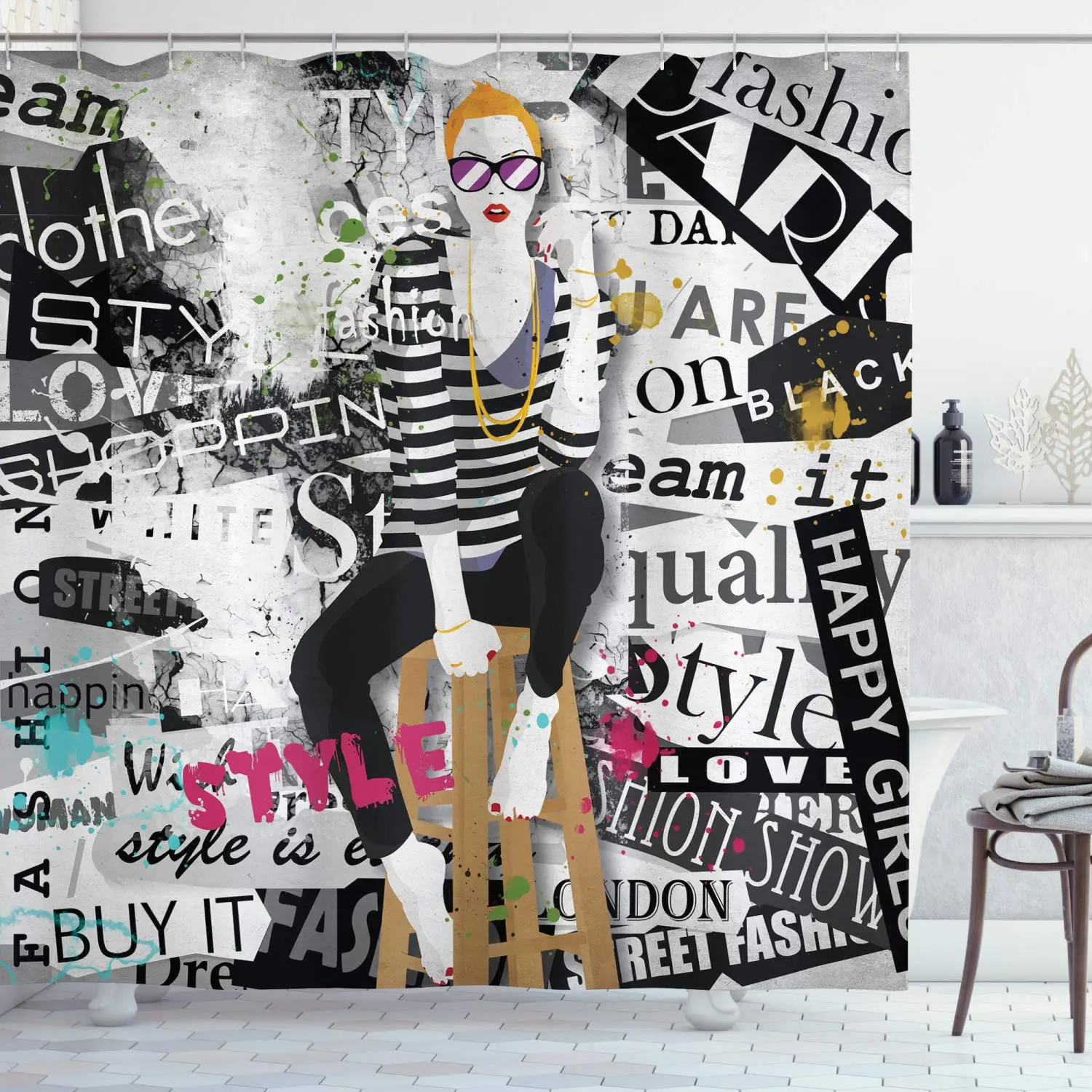 Fashion Woman Shower Curtain M – обзор и цена Street Fashion Pose