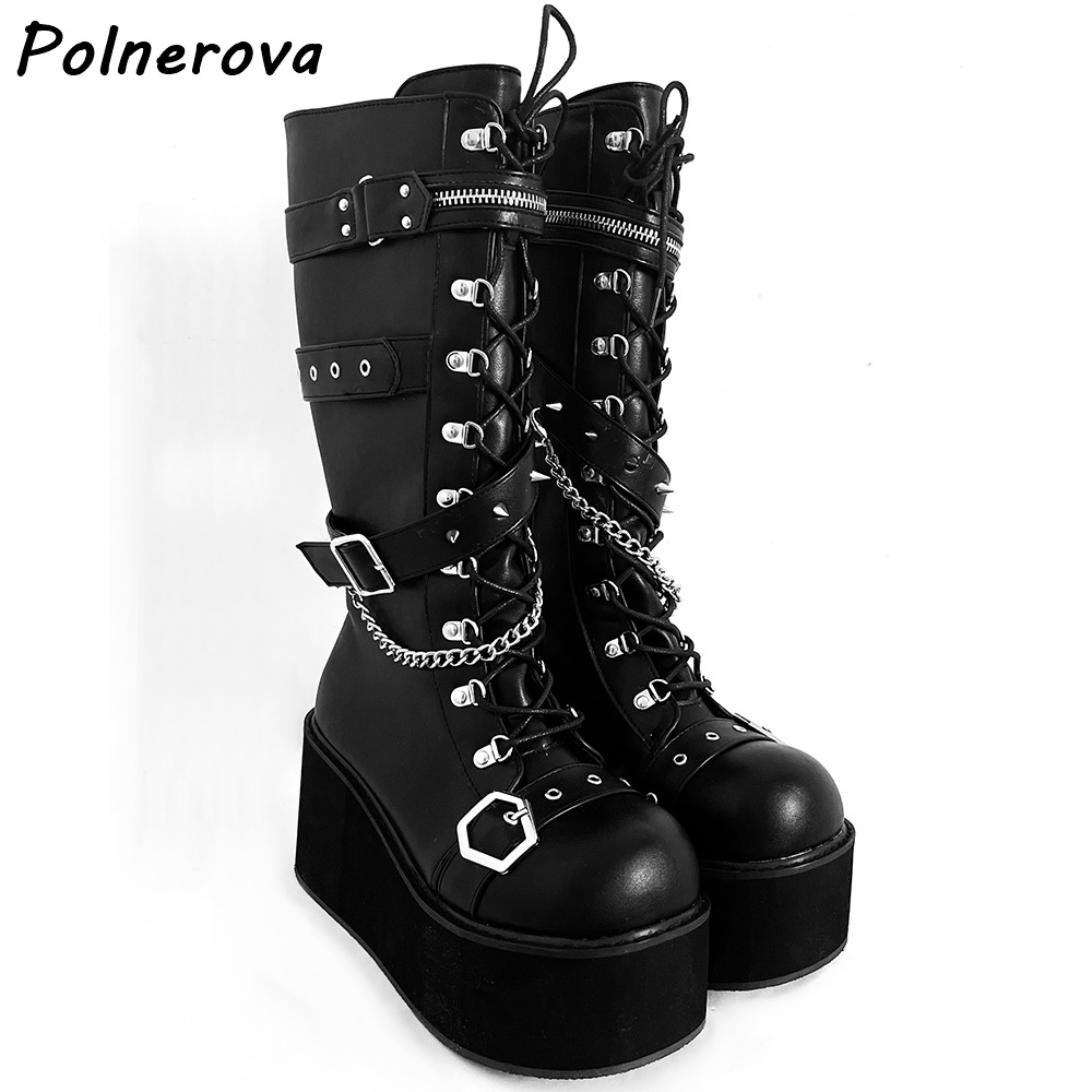 Black Platform Metal Chain Boo – обзор и цена Street Fashion Punk