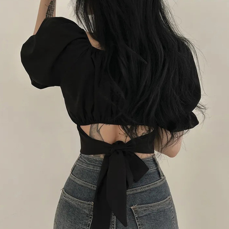 2025 Summer Lace Up Backless T – обзор и цена Street Fashion In Korea