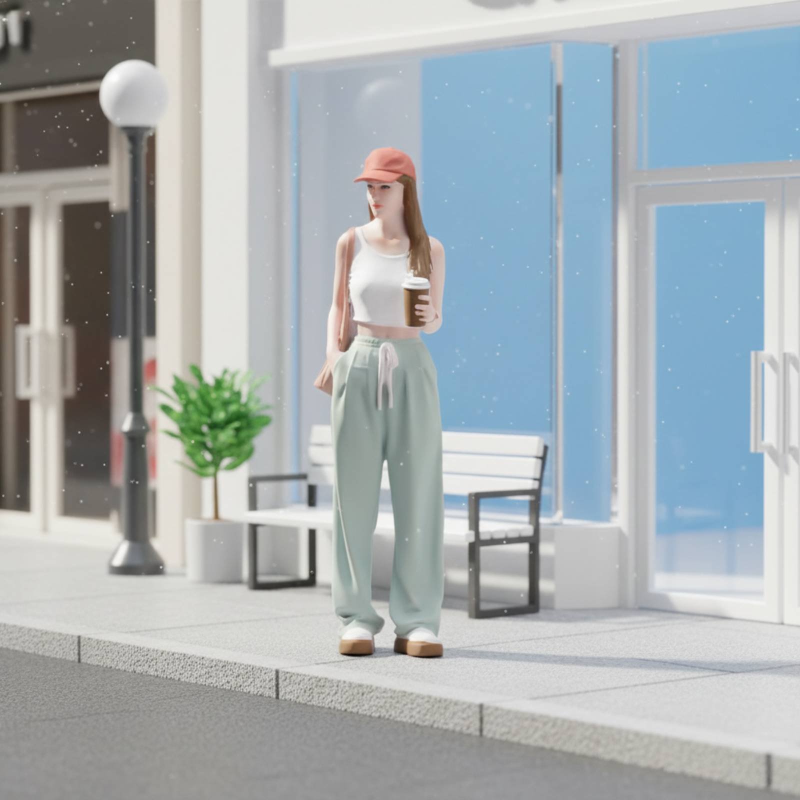 Girl Figure Holding Coffee Col – обзор и цена Street Fashion Pose