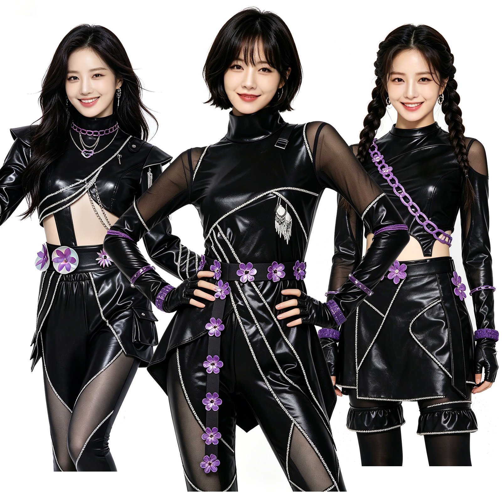 Kpop Outfits Women Black Purpl – обзор и цена Street Fashion Kpop